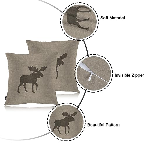 Swono PILL-SET2-KY127 Moose Decorative Throw Pillows Covers, Wild Animal Moose Elk Burlap Cabin Square Pillow Cushion Covers For Man Woman, Pillowcases Decor For Home Sofa Bed Garden thumb #6