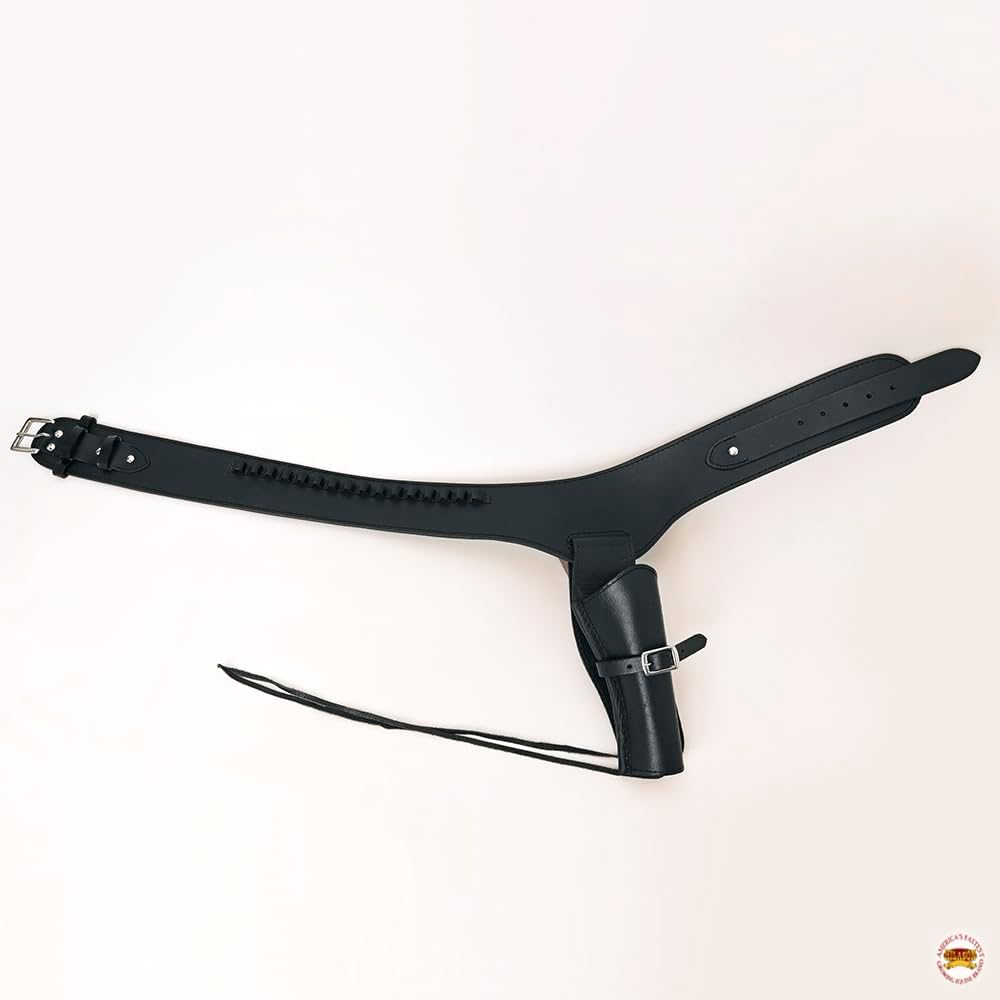 HILASON Western Right Hand Gun Holster Rig 44/45 Caliber Leather Cowboy | Costume Belt