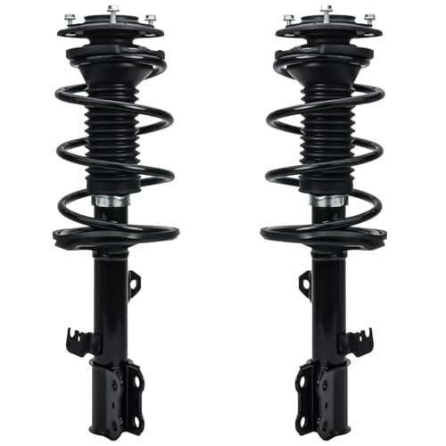 Image of Detroit Axle - Front Steering Knuckles w /Wheel Hubs + Coil Spring Quick Struts Assembly Replacement for 2003-2008 Toyota Corolla - 4pc Set
