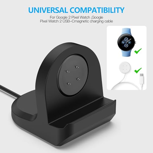 Support Google Pixel Watch 2 de charge compact avec passe-câble noir