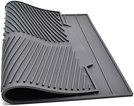 Tumtanm Silicone Draining Board Mat, Folding Draining Mat, 17x13 Large Drain Pad Eco-Friendly Drainer Mat Heat Resistant Pot Mat Dishwasher Safe Trivet Mat