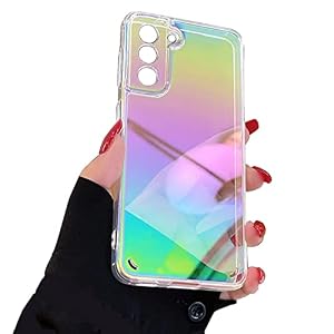 Rnrieyta Miagon Bunt Laserhülle für Samsung Galaxy Note 20,Regenbogen Laser Handyhülle Schillernde Durchsichtig Bling Glitzer Holografisch Hart PC Hülle Schutzhülle für Mädchen Frauen