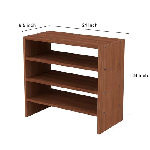 Image of Enigmatic Woodworks Wooden Shoe Rack for Home, Shoes Chappal Slippers Organizer Stand, Small Shoerack Organiser DIY (Do it Yourself) (SR-4T Walnut)