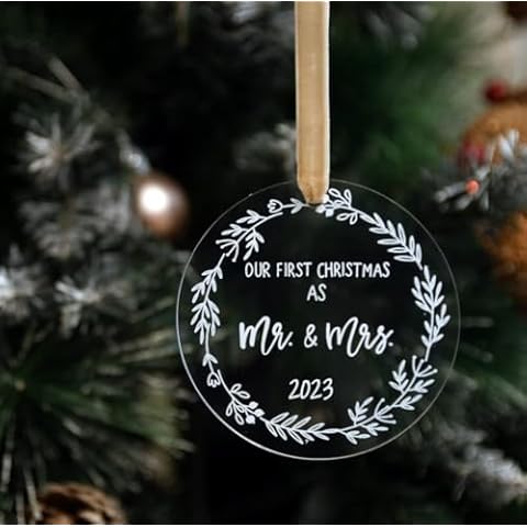 Bridal Shower Gifts Our First Christmas Married Ornament 2023 Wedding Gifts First Christmas Married Ornament 2023 Wedding Gifts for Couple Cover