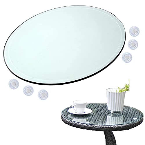 Mesa redonda de cristal templado transparente con acabado brillante perfecto para mesas de cristal de bricolaje, fundas de mesa de comedor, disponibles en diámetros 35, 40, 58, 68, 88 y 100 cm