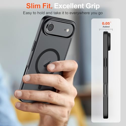 Image of SUPFINE Magnetic for iPhone Air Case (Compatible with MagSafe)(Military Grade Drop Protection) Slim Translucent Matte Shockproof with Anti-Fingerprint Phone Cover for 17 Air, Black