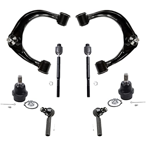 Image of Detroit Axle - 8pc Front End Suspension Kit for 2003-2009 Toyota 4Runner FJ Cruiser Lexus GX470 2 Upper Control Arms w /Ball Joints 2 Lower Ball Joints 4 Tie Rods 2004 2005 2006 2007 2008 Replacement