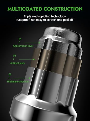 Image of AUTOPTIM 7 /16-20 Spline Lug Nuts - 20Pcs Chrome Closed End Nuts with Socket | Replacement for 1964-1983 Chevy Malibu, 1967-1981 Camaro, 1969-1972 Blazer, 1958-1970 Impala, 6 Point Aftermarket Wheel Nuts