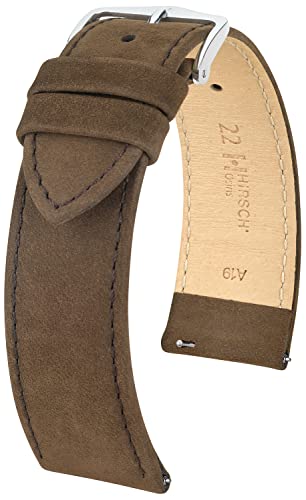 HIRSCH bracelet de montre Osiris L - cuir de veau véritable - classique/élégant - femme/homme - Nubuk marron - 22 mm