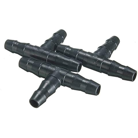 mifengdaer 50 PCS Tee Connector Barbed Hydroponic Top Drip Plastic Tee Connectors Tee Garden Hose Tube Connector for Cooling Watering Irrigation System 0.16/0.27"(4/7mm) Hose and Micro Nozzle Cover