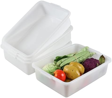 8 L Commercial Bus Tub Box, 4 Packs Small Restaurant Bus Tubs, Wh...