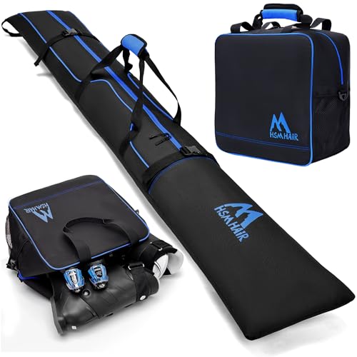 Hsmihair Ski Bag and Boot Bag Combo,Padded Ski Bag Set for Air Travel,Snow Ski Bags for...