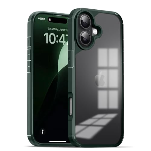 Image of KARWANBack Cover |Shockproof Bumper Case | Full Camera Protection | Raised Edges | Super Soft Side TPU | Bumper Case for iPhone 16 -Green