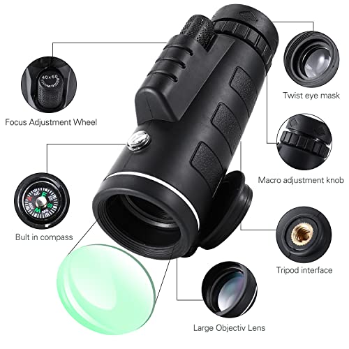 Monokular Teleskop 40X60 HD Zoom Wasserdicht Monokular Objektiv Telescope, Fernrohr Teleskop für Erwachsene Kinder für… – Bild 3