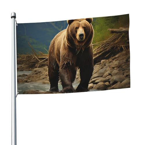 Bannière ours marron de jardin pour décoration de cour de vacances et fêtes
