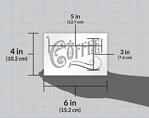 Coffee Stencil By Studior12 | Victorian Decorative Word Art Reusable Mylar Template | Painting, Chalk, Mixed Media | Use For Journaling, Home Decor - Stcl837_1 (6" X 4") #TOP2
