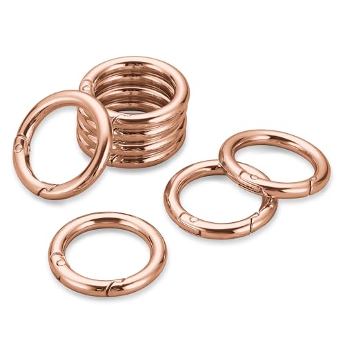 Image of Gkeygo Key Ring Clip, 4 /5 Inch Keychain Rings, 8 Pack Round Carabiner Clip for Keys, Buckle, Bags, Purses - Key Chain Hooks Replacement Keychains Lanyard DIY Crafts, Rose Gold