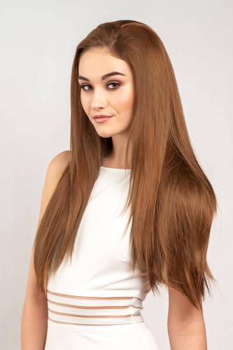 Extension cheveux demi-perruque brune lisse Faye auburn #30 longue