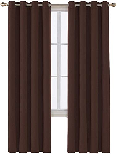 Image of Comfy Home Fabric Solid Grommet Curtain, 9 Feet, Light Brown, Pack of 2