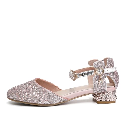 Girls Dress Shoes Closed Toe Glittering Latin Ballroom Dance Shoes Low Heels Wedding Party Sandals2