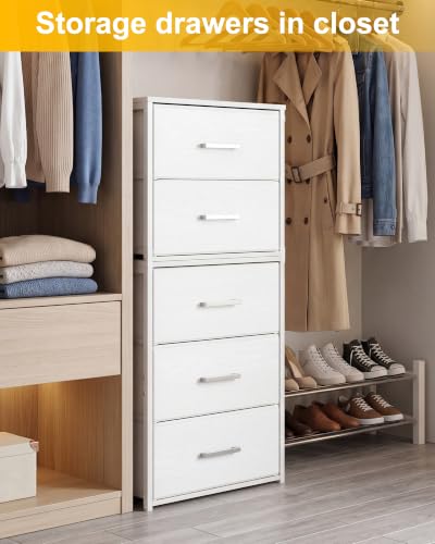 Image of Fixwal Closet Drawers for Clothes, 2 Pack, 5 Drawers Stackable, 15.7 inch Wide