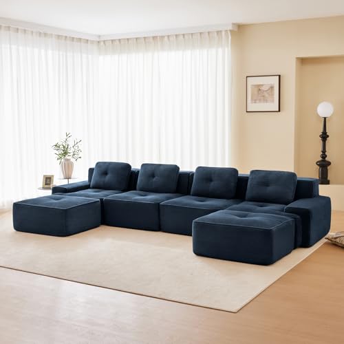 Image of Corduroy Modular Sectional Sofa, Oversized Cloud Couches for Living Room