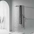 BWE Black Shower Panel Massage Jets Adjustable Rainfall Shower Head Stainless Steel Wall Mount Multi-Function Bathroom Shower Panel Tower System