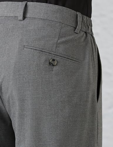 Image of Amazon Brand - Symbol Men's Pleated Stretchable Formal Pants |Half-Elasticated | Regular Fit (Available in Plus Sizes)