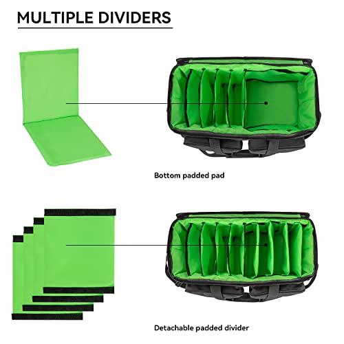 Saviour Dj Cable File Bag, Detachable Padded Bottom And Adjustable Dividers, Stores Music, Audio, And Visual Cabling, Portable Travel Storage And Studio Organization (Green) #TOP3