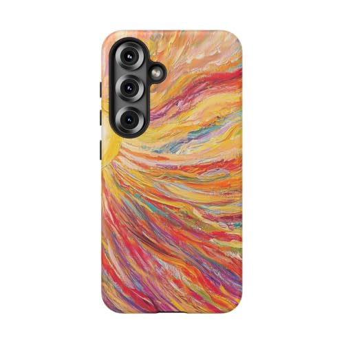 Coque Galaxy S25 Jaune Abstrait Radiant Sunburst Brushstrokes protection rigide mate