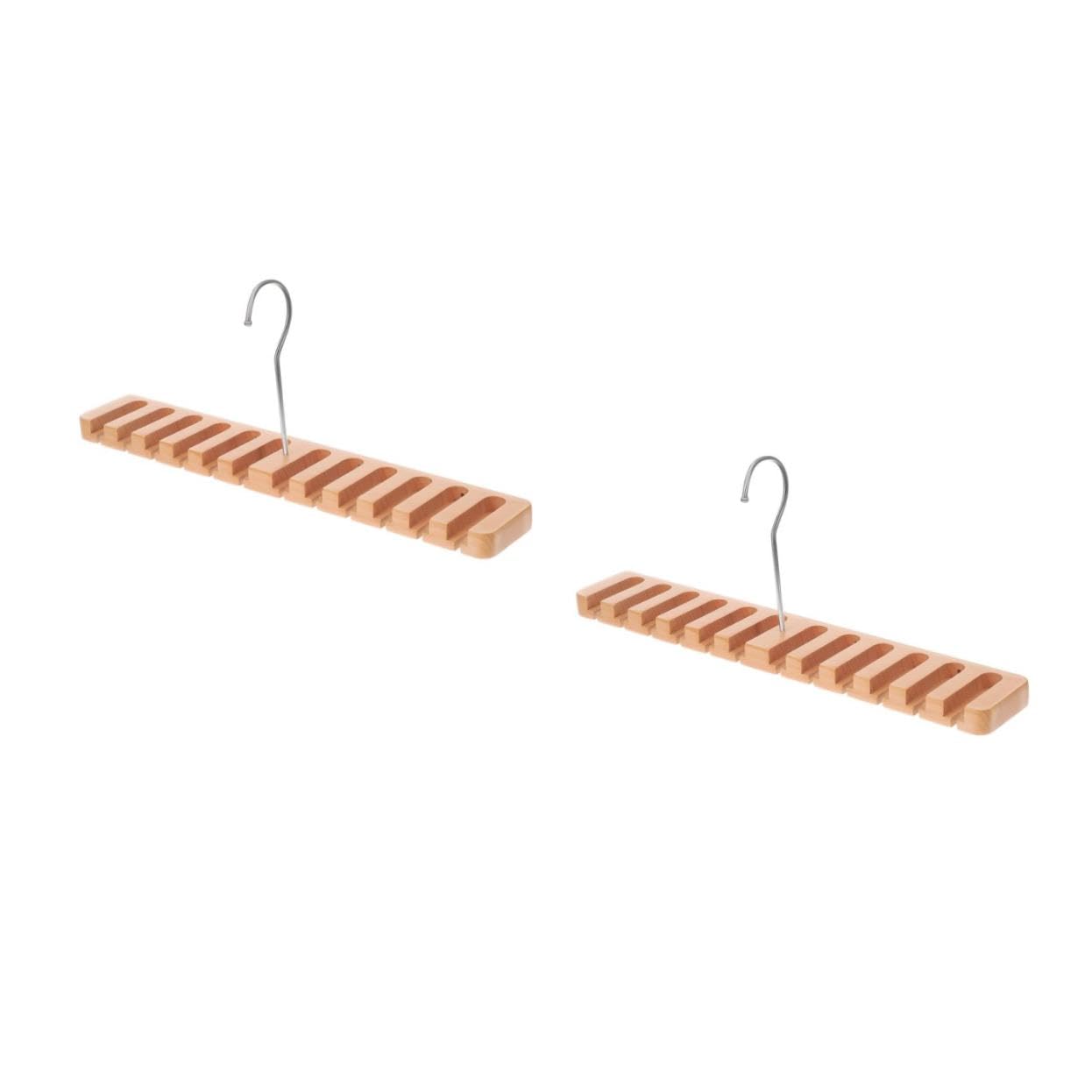 2 organizadores de almacenamiento de cinturón para armario, soporte de cinturón y colgador de exhibición para ropa, sombreros y accesorios, madera beige