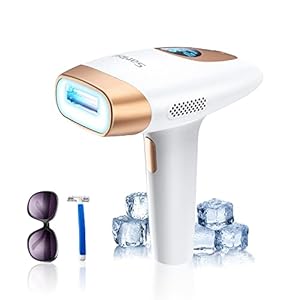 Laser Haarentfernung mit Eiskühlung Funktion, 999,999 Leichte Impulse Dauerhafte Schmerzlose, 5 Energiestufen IPL Laser Haarentfernungsgerät für Gesicht Körper, Bikinibereich und Achseln