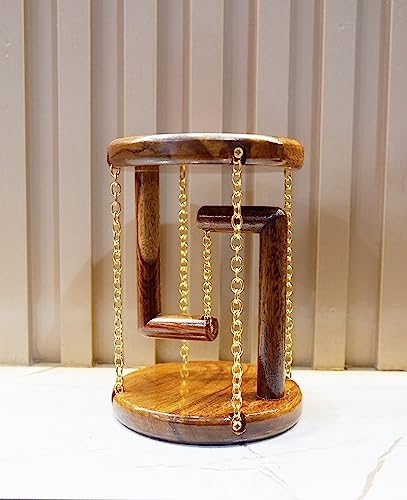 Image of Tolas India Tensegrity New Year Gift for Home & Office Decor, Made with Solid Sheesham Wood, Showpiece, Light Weight, Table Top, Vintage Brown Surface