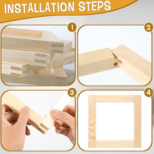 Image of Foxtell 16 Sets Needlepoint Stretcher Bar Set, 8 Sizes Stretcher Bars for Needlework Art Supplies Wooden Canvas Stretcher Bar Set with 100 Pins Regular Stretcher Bars for Needlepoint Frame Set