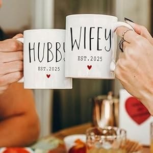 Dnuiyses est 2025 hubby wifey coffee mugs wedding gift for couples wedding gift for newlywed mr mrs mugs unique bridal shower gifts for bride groom promoted to be hubby wifey  urban country home decor