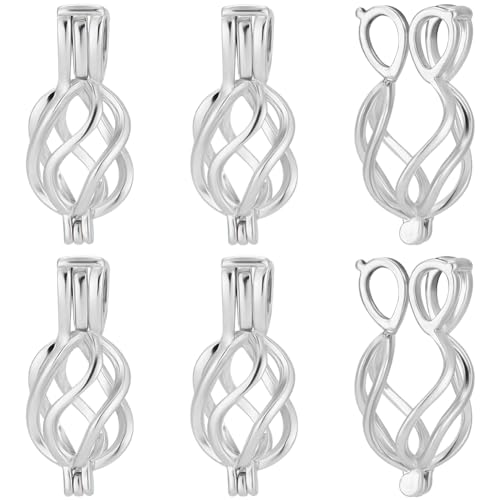 Beebeecraft 1 Box 10Pcs Beads Cages Charms Platinum Plated Brass Stone Holder Cage Pendants for DIY Bracelet Necklace Jewelry Making