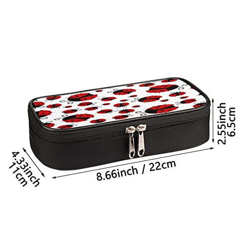 Image of Big Capacity Pencil Case Red Ladybug Print Pencil Pouch Simplicity Pencil Bag Pen Case Large Stationery Organizer Bag with Zipper for Kids Adult Boy Girls Office School Supplies