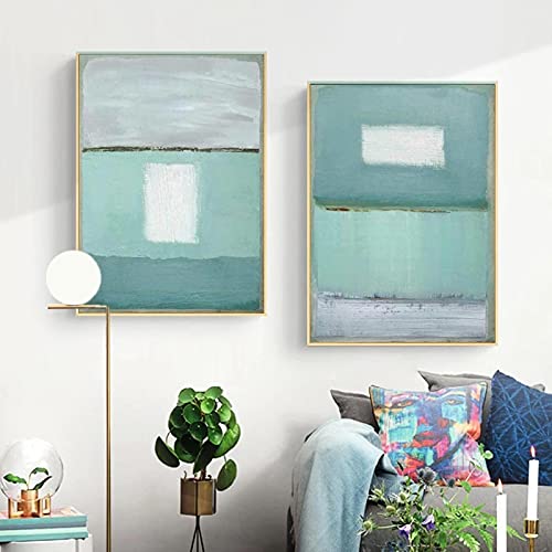 Peinture art style méditerranéen vert menthe abstrait Giclée 50x70cm sans cadre pour salon