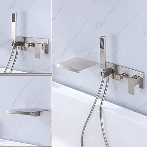 Mitigeur de douche cascade mural pour baignoire design noir et chromé - 3