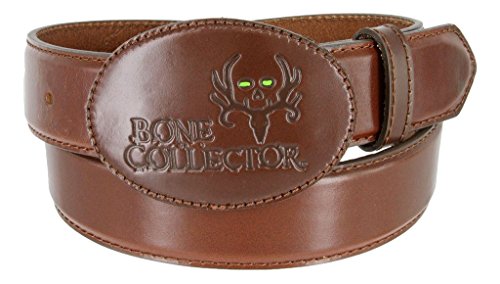 Bone Collector Leather Covered Buckle Casual Leather Belt (Brown, 44)