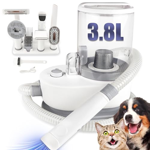 Kalolary Dog Hair Vacuum Grooming Kit with 3.8L Extra Large Capacity, 12000Pa Strong Pet Grooming Vacuum 99% Suction, Low Noise Dog Vacuum with 6 Tools for Shedding Grooming Pet Hair