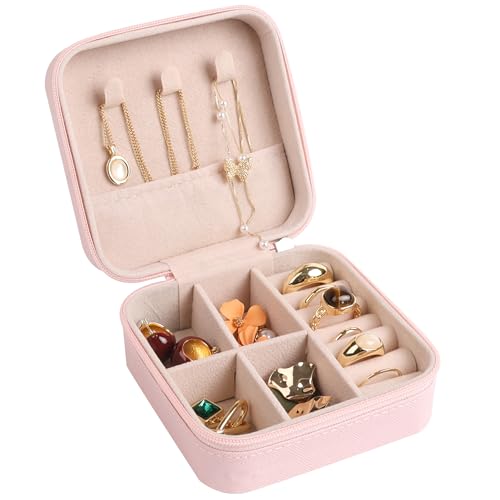 Image of Travel Jewelry Case Box Organizer, Small Jewelry Storage Box,Pink,1 Pcs