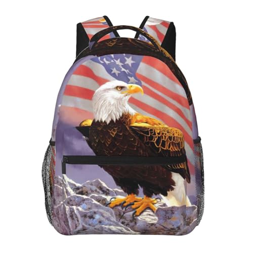 Sac à dos en toile imprimé drapeau USA OdDdot noir pour ordinateur portable de taille unique