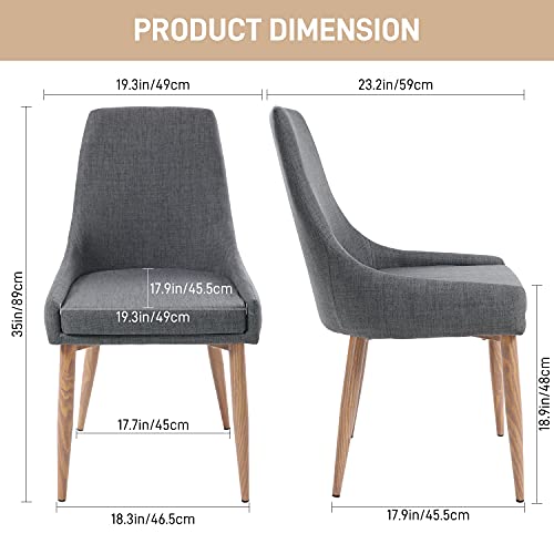 E&D Furniture Dining Chairs, Living Room Chair Set Of 4 Aceent Chair Grey Fabric Dining Comfy Chair For Kitchen Upholstered Dining Chairs Kitchen And Dining Room Metal Leg Chair #TOP6