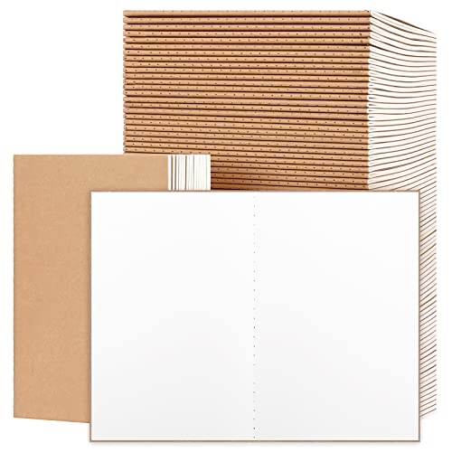 EOOUT 100pcs A5 Blank Kraft Notebooks Journals in Bulk Sketchbooks Bulk for Kids 60 Pages 80GSM 8.3 X 5.5 Inch Travel Journal Set Travelers Students and Office