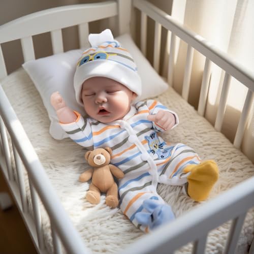 CARANOVO Lifelike Reborn Baby Dolls - 12 Inch Full Body Vinyl Realistic Baby Doll Sleeping Newborn Real Life Small Baby Doll for 3 + Year Old Kids
