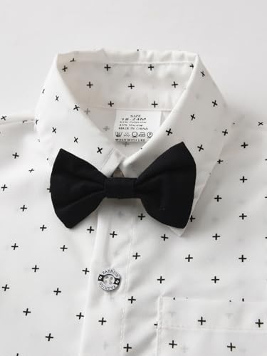 Image of Boarnseorl Baby Boys Shorts Sets, Infant Shirt+Shorts+Bow Tie+Vest,Toddler Gentleman Outfits Suits