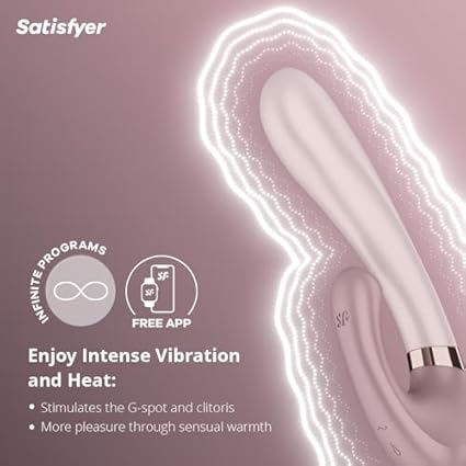 Satisfyer Heat Wave Connect App Rabbit-Vibrador | Vibrador Bunny Bluetooth para Mujeres | Con Función de Calor y Control por App | Estimulación Vibrante | Silicona Médica | 20 cm | Violeta