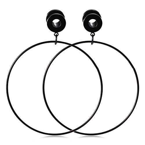 PEAKLINK Ear Tunnels Surgical Steel Large Hoop Ear Plugs Expander Dangle Gauges Ear Gauges Stretcher Piercing 6mm-25mm