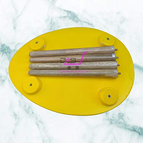 Image of Shoppee Foldable Oval Shaped Bed Side Table for Coffee Tea & Living Room Beauty Full Table (Wood ,Medium, Yellow)